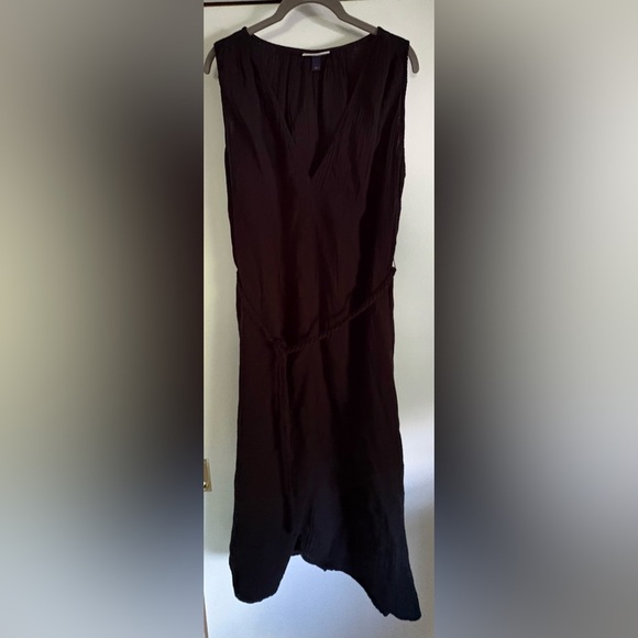 NWT-universal threads crinkle linen, long sleeveless V Neck Cable tie dress - Picture 4 of 9